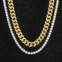 Wholesale KRKC iced out hip hop jewelry inch mm k k white sier gold plated aaaaa diamond women mens tennis necklace