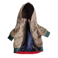 Wholesale Double Letter Printed Pet Coat Autumn Winter Dog Cat Jacket Designer Warm Dogs Hoodies Puppy Apparel With Lining