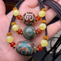 Wholesale Pendant Necklaces Ancient Natural Tibetan Dzi Agates Necklace Three Eyes Red Agat Real Turquoises Stone Choker For Women Healing