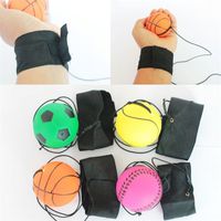 Wholesale Throwing Bouncy Rubber Balls Kids Funny Elastic Reaction Training Wrist Band Ball For Outdoor Games Toy Novelty xq UU
