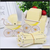 Wholesale Christmas Decorations Qifu Paper Candy Box Stroller Shaped Baby Shower Favor Wedding Kids Birthday Gift Bags Christening Boutiqu Cbz1Z