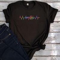 Wholesale Men s T Shirts Vintage Tees Print Rainbow Clothing Tops Pink Men Summer Plus Ladies Heartbeat
