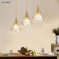 Wholesale Pendant Lamps Gold Color Lights Triangle Shape Nordic Style head heads Hanging Lamp Simple Metal Fixtures Deco Abajur