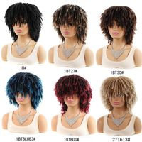 Wholesale Synthetic Wigs Vunshina Short Dreadlock Curly Wig With Bangs Burgundy Blonde Ombre Crochet Twist Hair Faux Locs Braids For Women