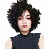 Wholesale Human Hair Blend Wig short Kinky Curly Pixie Cut Hairstyles Natural Black For Women Machine Made wigs