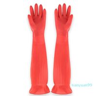 Wholesale Extended kitchen dishwashing gloves durable rubber household wear resistant thickened waterproof household cleaning clothes Plush