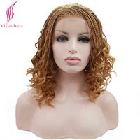 Wholesale Yiyaobess inch Micro Lace Front Braid Wig Short Blonde Black Wigs For Women Heat Resistant Synthetic Hair