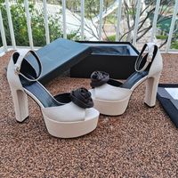 Wholesale The latest customized logo womens sandals super high heel waterproof platform show shoes leather material decoration luxury elegant