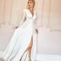 Wholesale 2022 Simple Long A Line Wedding Dress for Bride Full Sleeve V Neck Bridal Gowns Sexy Split Front Vestidos De Novia Long Boho Beach Dresses