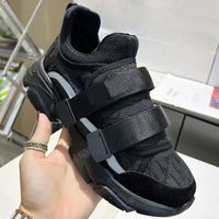 Wholesale Womens Luxury Sports Shoes SS Winter New Ladies Fashion Casual All match Sneakers Velcro Ribbon Adjustable Elastic TPU Foam Thick Bottom White BLACK women