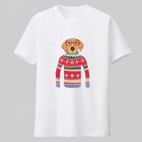 Wholesale Men s T Shirts Arrivals Funny Dog Wearing Glasses Ugly Christmas Apparel Cotton Shirts Men