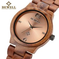 Wholesale Wristwatches BEWELL Top Women Wooden Watches Bracelet Strap For Girl Gift Watch Ladies Waterproof Clock A