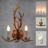 Wholesale Wooden feeling resin decorative LED wall light lamp sconce horn antler retro white deer tree branch