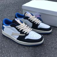 Wholesale Jumpman Low OG Travis Scotts x Fragment Mens Basketball Shoes White Military Blue Designer Sports Sneakers With Original Box