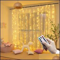 Wholesale Party Favor Event Supplies Festive Home Garden Remote Led String Lights Curtain Usb Battery Fairy Garland Wedding Christmas For Window Out