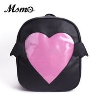 Wholesale MSMO Ita bag Glitter Clear Flap Wing Backpack Japan Harajuku Girls Kawaii Bling Transparent Love School Bag Gift