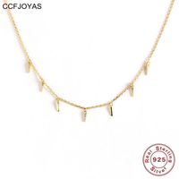 Wholesale Chains CCFJOYAS Sterling Silver Small Awl Zircon Necklace European And American Charming Crystal Clavicle Chain Fashion Jewelry