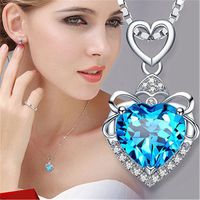 Wholesale Crystal Womens Necklaces Pendant silver natural Amethyst blue ocean star heart shaped clavicle chain gold plated