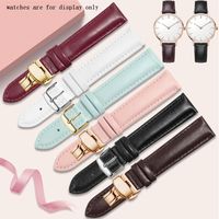 Wholesale Watch Bands mm mm mm mm mm mm mm mm mm mm mm mm mm Genuine Leather Band Black Pink White Bracelet