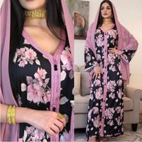 Wholesale 2021 Fashion design women s casual dresses ladies muslim sexy V neck printed robe maxi long vestidos SMLXLXXL
