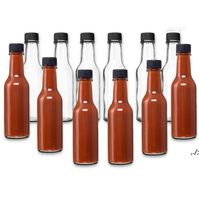 Wholesale 5oz Round Glass Sauce Tomata Clear Woozy Bottles with Dripper Inserts ml with Screw Caps GWD11973 sea way
