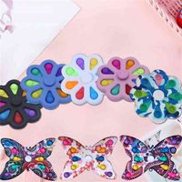 Wholesale Sensory Fidget Toys Push Bubble pioneer bubble finger tip rotation camouflage children toy Anti Stress Board Butterfly shape Color printing G61CG17