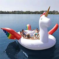 Wholesale 6 Person toy inflatable Giant Pink Float Large Lake Island Toys Pool Fun Raft Water Boat Big Island Unicorn