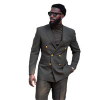 Wholesale Two Pieces Black Men Suits Custom Made Handsome Spring Wedding Gold Metal Button Royal Formal Coat Pant Men s Blazers