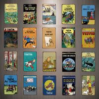 Wholesale Tintin Catoon Movie Tin Sign Metal Plate Vintage Wall Art Poster Iron Painting Bar Coffee Kids Room Wall Craft Home Decor X0726