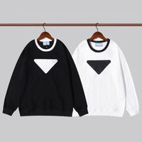 Wholesale 2021 Autumn men s new style chest hit color big triangle hoodie round neck comfortable cotton long sleeved sweater