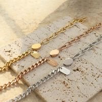 Wholesale Link Chain K Gold Plated Stainless Steel Engrave Words Square Pendanwist Bracelet Silver Rose Color For Women