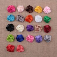 Wholesale Hair Accessories Baby Girls Satin Ribbon Multilayers D Fabric Rose Flowers For headbands corsage Kid DIY Christmas Styling colors AW07 BY4