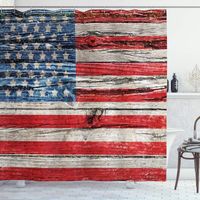 Wholesale Shower Curtains USA Curtain Fourth Of July Independence Day Painted Wooden Panel Wall Looking Image Freedom Bathroom Decor Set With Hooks