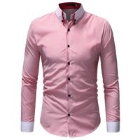 Wholesale Slim Fit Check Point Collar Striped Dress Shirts Mens Clothes Long Sleeve Mans Casual Male Social Shirt Men s