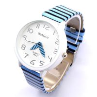 Wholesale New Top Brand Womage Simple Designer Zebra Crossing Stripe Cow Leather Wrist Watches Girl Children Popular Quartz Clock