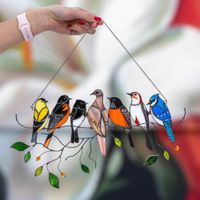 Wholesale DHL Birds stained glass window hangings Stained glass cardinal suncatcher Garden Decoration Outdoor