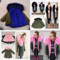 Wholesale Big Fur Collar Hooded Parka Jacket Winter Warm Fleece Lined Thick Puffer Coats for Kids Outwear Boys Girls Outdoor Coats Tops Boutique Clothing G986VLK