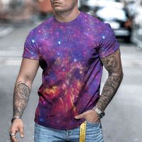 Wholesale Cool summer novel pattern bright starry sky D digital printing casual men s street T shirt
