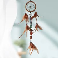 Wholesale Natural Crystal Gift Handmade Seven Color Chakras Stone Feather Dreamcatcher Wind Chimes Girl Room Bedroom Romantic Hanging Decorate