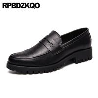Wholesale Dress Shoes High Quality Black Plus Size British Style Brogue Party Brown Men Casual Leather Italy Prom Loafers Nice