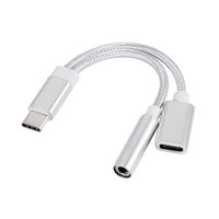 Wholesale 2 in Type C to mm Headphone Adapter Cables Aux USB Audio Plug Charging Cable for Samsung huawei Cell Phones