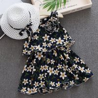 Wholesale Rockabilly Princess Dresses Clothes Party Dresstoddler Baby Kids Girls Sleeveless Flowers Bow Hat Outfits Casual