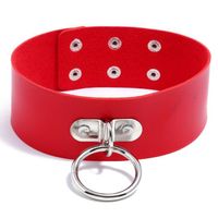 Wholesale Chokers Punk Fashion Sexy Wide PU Leather Choker Necklace Metal Silver Round Circle Collar Club Party Bid Statement Chain Gothic Jewelry