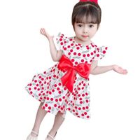 Wholesale Summer Strawberry Printed Children Girls Vest Dress Small Flying Sleeve Dresses Fashion Cute Bowknot Kids Beach Skirt Clothes G4IVFI3
