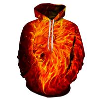 Wholesale New Flame Lion King d Abstract Pattern Hooded Sweater Long Sleeve Hoodie Baseball Jacket