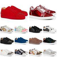 Wholesale men women designer customize red bottoms sneakers shoes low top black white graffiti leather suede mens spikes casual trainers
