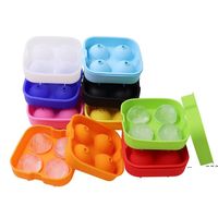 Wholesale newSilicone Ice Ball Mold Bar Four Hole Cube Tray Party Whiskey Cocktail Cold Drink Candy EWF6161