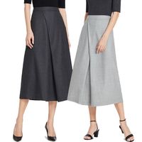 Wholesale Skirts Top Quality Women Black Grey Wool Casual Solid Color Simple Midi Skirt Features Asymmetrical Pleat Detail
