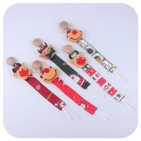 Wholesale Christmas Teethe Pacifier Holder Clip Soother Chain Baby Infant Kids Bead Ring Ribbon With Elk Snowflake Xmas Tree Nipple Teether DIY Cartoon Feeding Chew Toy