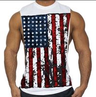 Wholesale Men s T Shirts Top quality Summer Casual Men s USA Flat national Vintage pure cotton sport Fitness GYM vest Joggers sleeveless Ta